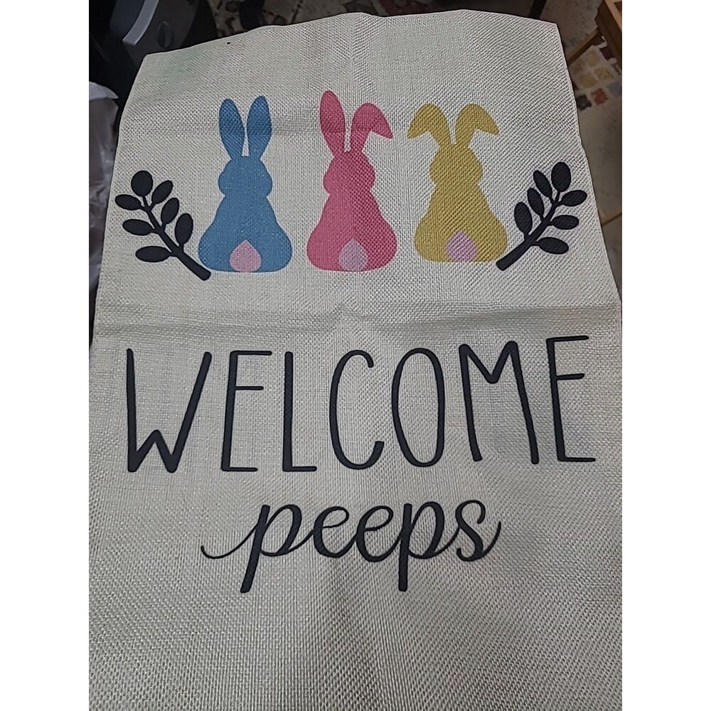 Easter Welcome Peeps Garden Flag 12X18 Inch Double Sided for outside Small Burla